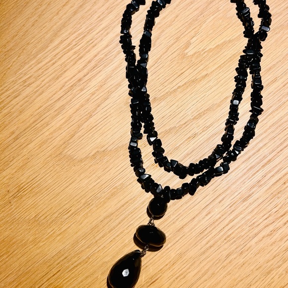 Double stranded Vintage Onyx beaded necklace - Picture 4 of 4